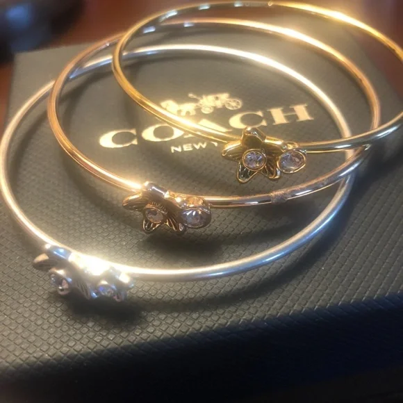 Coach Wildflower 3 Piece Bangle Set Pave -New with Box - Picture 5 of 6